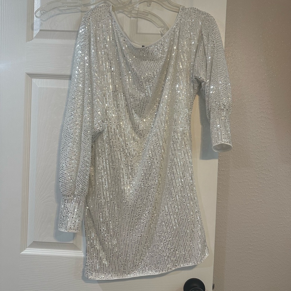Elegant Silver Sequin Dress